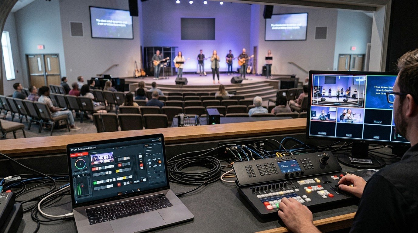 ATEM + WorshipMetrics: What Tech Manager Adds to a Blackmagic ATEM Church Booth