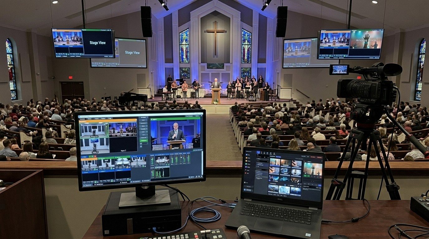 Two-Computer vMix Setup for Church: Slides Over NDI, Switching on Its Own Machine